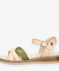 Refresh Sandali bassi da donna beige e verdi