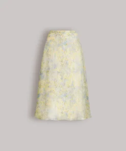Gonna in organza di seta con stampa floreale