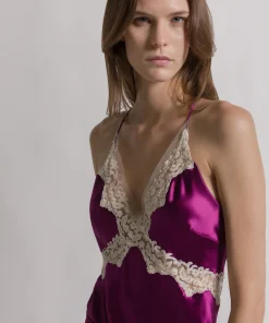 Top in raso con pizzo