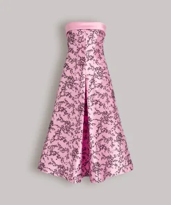 Alternative view of Abito midi bustier in mikado floreale